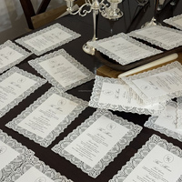 Carte de vœux de mariage en dentelle faite à la main, impression vanille, luxe, vintage, élégante, impression personnalisée, impression typographique, papier gaufré