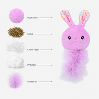 Jouet en peluche doux pour chaton, design animaux colorés sur le thème du printemps, personnalisé par le fabricant Famipet, avec herbe à chat