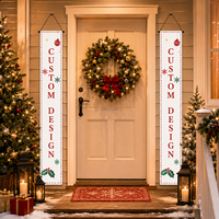 Couplet de porte de Noël, paire de rideaux de porte de Noël en tissu, décorations suspendues Père Noël, Gnome, Casse-Noisette pour porche et entrée, décoration de fêtes