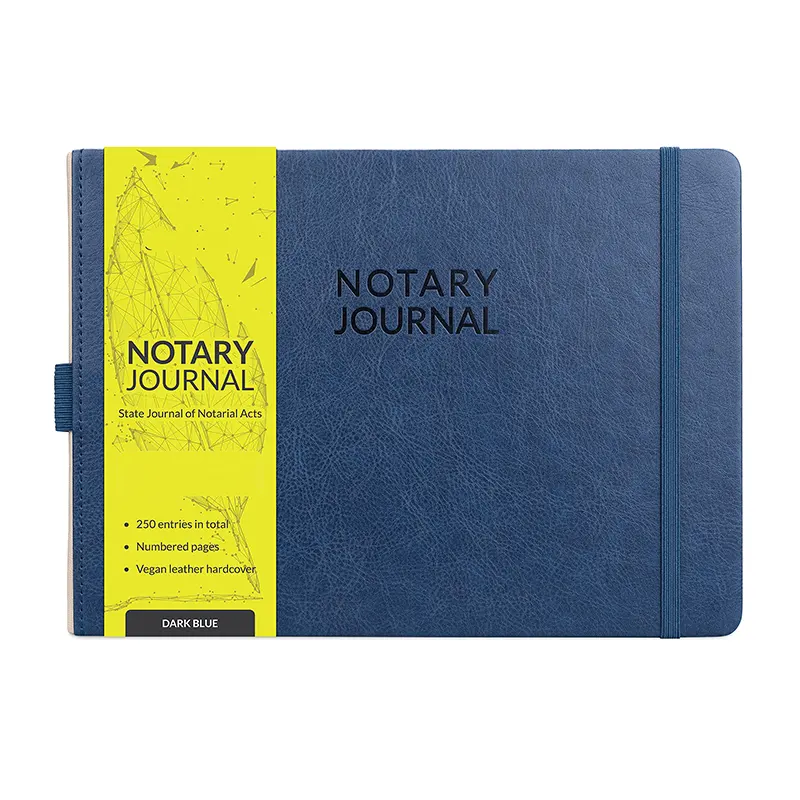 Personnalisation Bleu foncé Officiel Public Record Book Journal Notary Journal Notary pour les actes notariés et les registres