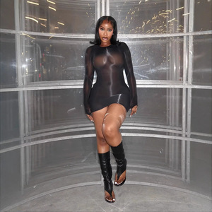 XH1150 - Body <span class=keywords><strong>Sexy</strong></span> Ultra-Elastico <span class=keywords><strong>Trasparente</strong></span> da Donna con Gonna, Abito <span class=keywords><strong>Trasparente</strong></span> <span class=keywords><strong>Sexy</strong></span> da Discoteca - Product Image 4