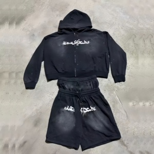 Custom Tracksuit Streetwear Sweatsuit Unisex Sun Faded Jogger <strong>Sets</strong> Graphic Print All Over Rhinestone <strong>Shorts</strong> <strong>Hoodie</strong> <strong>Sets</strong> <strong>Men</strong> - Product Image 5