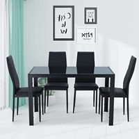 Ensemble de table à manger en verre trempé moderne italien avec chaises à dossier haut rembourrées pour salle à manger, cuisine, appartement, café