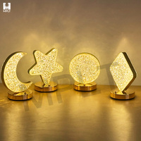 Lampe de table LED rechargeable sans fil en forme de lune et d'étoile, dorée, 3 températures de couleur, commande tactile, style nordique moderne, portable pour restaurant