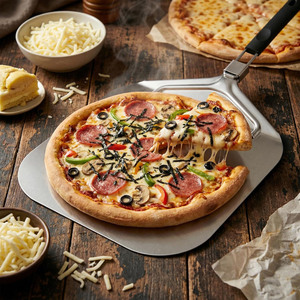 Pala para Pizza de Aluminio con Mango de PP, Espátula Metálica para Pizza de 12x14 Pulgadas, Plegable, Antideslizante, Apta para Horno, Accesorios para Horno de Pizza, Familiar - Product Image 6