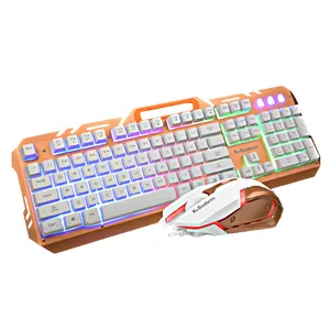 K-snack km500 teclado com fio gaming, mouse, combo, arco-íris retroiluminado usb