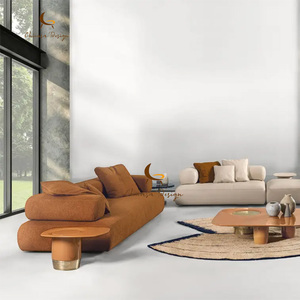 Ensemble de canapés modulaires en bois de luxe, design moderne et simple, grand format, créatif, en forme d'angle, pour salon de villa - Product Image 1