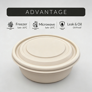 Contenants alimentaires biodégradables 280-500ml, à base d'amidon, compostables, jetables, étanches, compatibles micro-ondes, boîte à lunch haute résistance à l'huile - Product Image 2