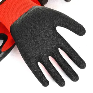 13 Gauge Polyester Latex Working Gloves En388 Builders Gloves Grip Work Gloves Polyester Latex Winter