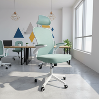 Chaise de bureau ergonomique moderne haut de gamme en maille, avec accoudoirs pivotants réglables, rembourrée pour un confort optimal, mécanisme papillon, dossier ailé et glissière.