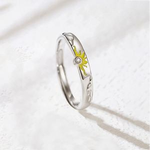 Wholesale 2022 Fashion Gold Plated Zircon <b>Couple</b> Jewelry Men Women Luxury Adjustable <b>Ring</b> Opening Sun Moon Star <b>Rings</b> for Lovers - Product Image 4