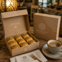 Caja de Baklava Kraft con Logotipo Personalizado |   Empaque Premium para Pastelería con Tapa Abatible |   Caja de Regalo de Confitería Ecológica al por Mayor