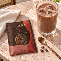 Feuille d'or estampée personnalisée pour sachet de 18g de poudre de mélange de cacao et de champignons, emballage alimentaire pour animaux de compagnie foncés avec encoche de déchirement