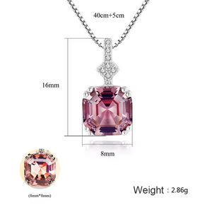 Joyería fina, cadena de caja de Plata de Ley 925, collar con abalorio de <span class=keywords><strong>morganita</strong></span> de 8mm con corte Asscher - Product Image 2