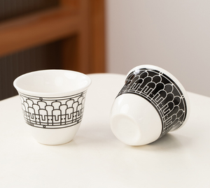 Tazze in ceramica fatte a mano senza manico porcellana arabica tazza di <span class=keywords><strong>caffè</strong></span> <span class=keywords><strong>Set</strong></span> 180ml sottili disegni geometrici e personalizzati - Product Image 5