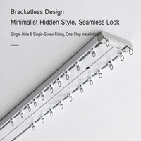 Supports de rail de rideau longs en alliage d'aluminium robuste, style minimaliste sans support, glisse silencieuse, embouts de rail de rideau cachés
