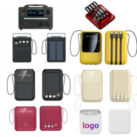 Batterie solaire portable à LED lithium-ion avec câble, 10000 mAh, sortie multi-ports personnalisée, chargeur de téléphone, stations d'alimentation
