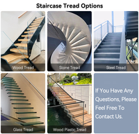 Système d'escalier en fer sur mesure avec plusieurs matériaux de marches et balustrade en verre pour projets résidentiels et commerciaux