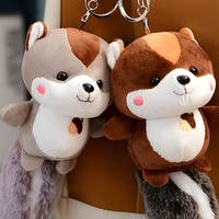 Pendentif en peluche écureuil à grande queue, mignon et amoureux des noix, 12 cm, rembourré en coton PP, porte-clés de voiture, breloque de sac à dos - Cadeau idéal unisexe