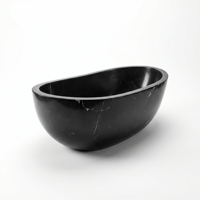 Baignoires ovales modernes de luxe sur mesure en marbre noir Marquina exclusif, autoportantes, pour salle de bain et appartement