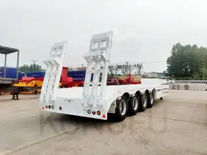 Produsen Mesin Cina truk tempat tidur rendah Semi 3 as roda Lowboy Trailer tempat tidur rendah truk tempat tidur rendah Trailer