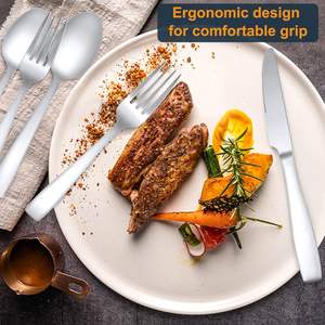 Ensemble de couverts de mariage de haute qualité en acier inoxydable 430, fourchettes, couteaux, cuillères, ensembles de couverts modernes en gros avec finition polie miroir - Product Image 3