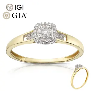 工厂定制Gia Igi认证Vvs Cvd实验室种植钻石9k 10k 14k 18k实心金花簇订婚戒指