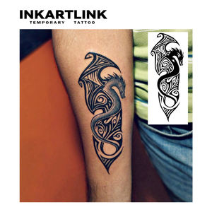 สติกเกอร์สัก<span class=keywords><strong>ลาย</strong></span><span class=keywords><strong>มังกร</strong></span>ชนเผ่าแบบกึ่งถาวร ขายส่ง ติดทนนาน 2 สัปดาห์ 15 วัน กันน้ำ สำหรับตกแต่งร่างกาย ผู้ชาย ผู้หญิง บริเวณหน้าอก <span class=keywords><strong>แขน</strong></span> - Product Image 3
