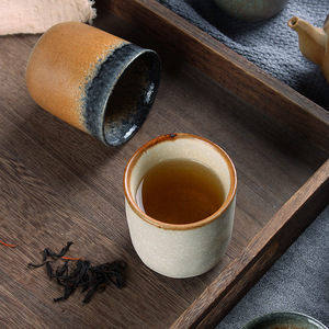 Tazze da caffè 100% fatte a mano tazze da tè in ceramica <span class=keywords><strong>giapponese</strong></span> retrò tazze di argilla con stampa personalizzata - Product Image 2