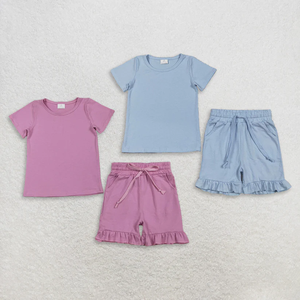 Ropa de Boutique para Niños, Conjunto de Ropa de Verano para Bebés Niñas, Blusa de Manga Corta con Volantes y Pantalones Cortos - Product Image 1