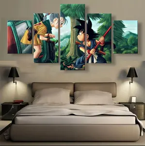 Hd Muur 5 Stuk Art Foto Dragon Ball Z Bulma En Goku Olieverf Poster Voor Woonkamer Decor Anime schilderen Canvas Art