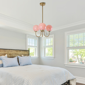 Lámpara de araña rosa para sala de estar, iluminación de dormitorio de inspiración vintage, lámpara Magic Bean francesa vintage color crema - Product Image 4