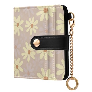 Fashion Daisy Flower RFID Blocking Ladies Keychain Wallet Leather Zipper Card Case Credit Card Holder Women Short Wallet - Product Image 1