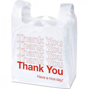 12x7x22 sacs réutilisables T-Shirt Shopper MERCI sacs d'épicerie pour la vente au détail et l'exposition en plastique PE utilisation au supermarché - Product Image 6