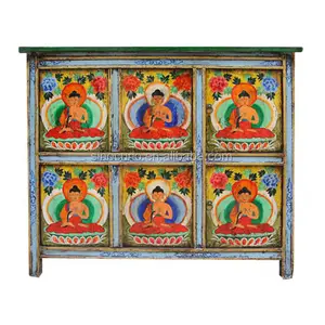 Großhandel zweite hand schränke für küche-Hand bemalte tibetische Möbel des antiken Wohnzimmers Chinas