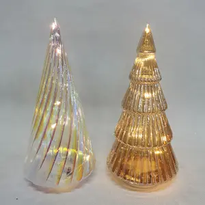 Beste Tafelblad Klein Goud Glas Kerst Ornament Decor Led Boom Lampjes Kleine Kerstversiering Boom Led Licht Decor Fabriek