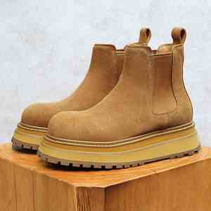 New High Authentic <b>Boots</b> Men's Suede Genuine Leather Thick Sole 5CM Elevator Short <b>Boot</b> With Premium Texture - Product Image 2