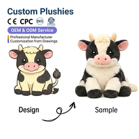 Vache en peluche personnalisée brodée anti-stress avec rembourrage en coton PP, cadeau d'anniversaire pour tous les âges