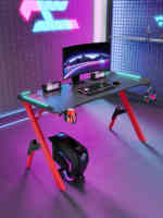 Vente en gros bureau de jeu en forme de Z grand bureau d'ordinateur noir cool avec lumière rvb ordinateur de bureau debout