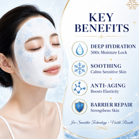 Masque facial lyophilisé à marque privée, acide hyaluronique, collagène, peptide, masque réparateur apaisant et rafraîchissant pour tous types de peaux