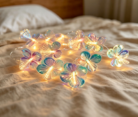 Lampu Tali LED Bunga PVC Warna-warni Dua Lapis Lampu Peri Hangat Yang Dioperasikan Dengan Baterai Lampu Dekorasi Pesta Kamar Tidur Rumah