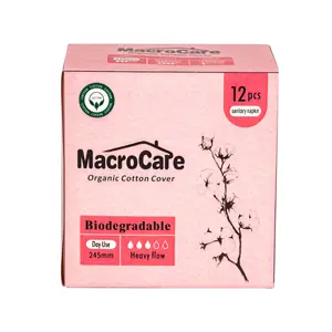 Macro Care Anion Biodegradable Herbal Eco Friendly Wholesale Organic Cotton Lady Cheap Sanitary Towel Pads Women Napkin