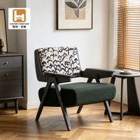 Sillón de Salón de Terciopelo, Estilo Moderno de Mediados de Siglo, Estructura de Madera Maciza, Sillón Acolchado para Descanso