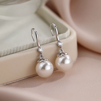 Pendientes de Perlas de Imitación Elegantes y Sencillos para Mujer, Aleación de Zinc, para Bodas y Eventos, Joyería de Alta Gama