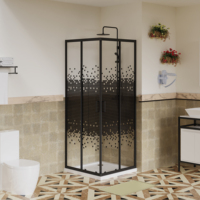 Porte de Douche Coulissante Carrée en Verre Trempé de Haute Qualité avec Cadre Brossé en Alliage d'Aluminium, Design Moderne, Dimensions 80x80, 90x90, 100x100, Certifiée CE