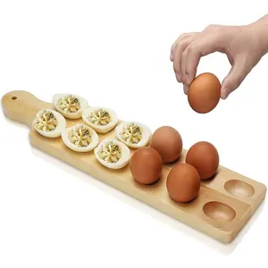 Reversible Wood Deviled Egg Platter Deviled Egg Tray Food Boards With Handle