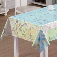 Nappe de table en vinyle arc-en-ciel RNPT avec motifs floraux, treillis diamanté et finition PVC irisée pour tables à manger