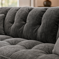 Canapé modulaire italien moderne à assise profonde, sectionnel en tissu capitonné, gris anthracite, mobilier de salon nuageux