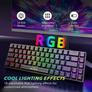 Teclado Mecánico para Juegos FIFINE GK1 de 68 Teclas con Interruptores Rojos, Hot-Swap, NKRO Completo, 1000Hz, RGB, Macro Integrado, USB-C para PC y Laptop - Product Image 3