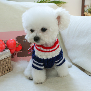 PETCIRCLE Ropa para Mascotas, Trajes para Perros y Gatos, Suéteres Azules con Lazo - Product Image 3